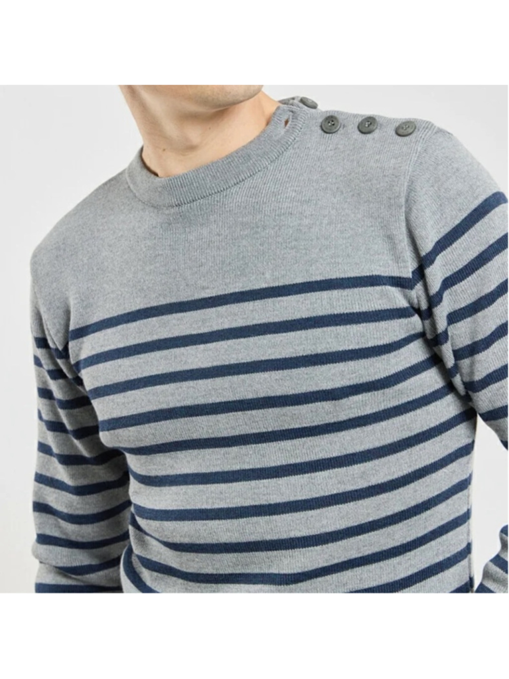J.Crew 100% Merino Slim Fit Grey Striped Sweater w/ Suede Elbow Patches Size M